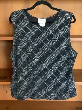 Vintage Y2K Plus Size Sleeveless Top Black Silver Sparkle Size 18